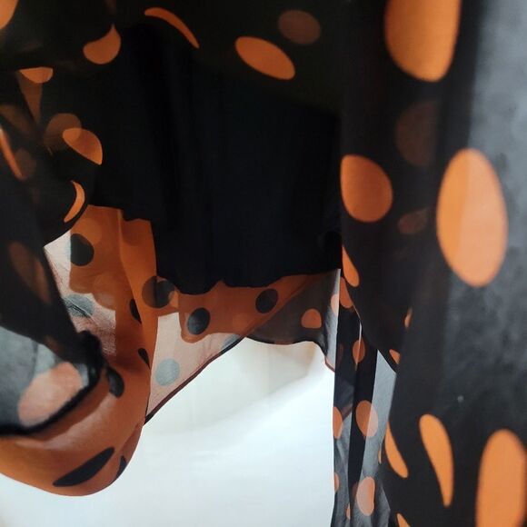 Maeve Oksana Anthropologie Polka Dot Midi Skirt - Black and Rust - Picture 7 of 16